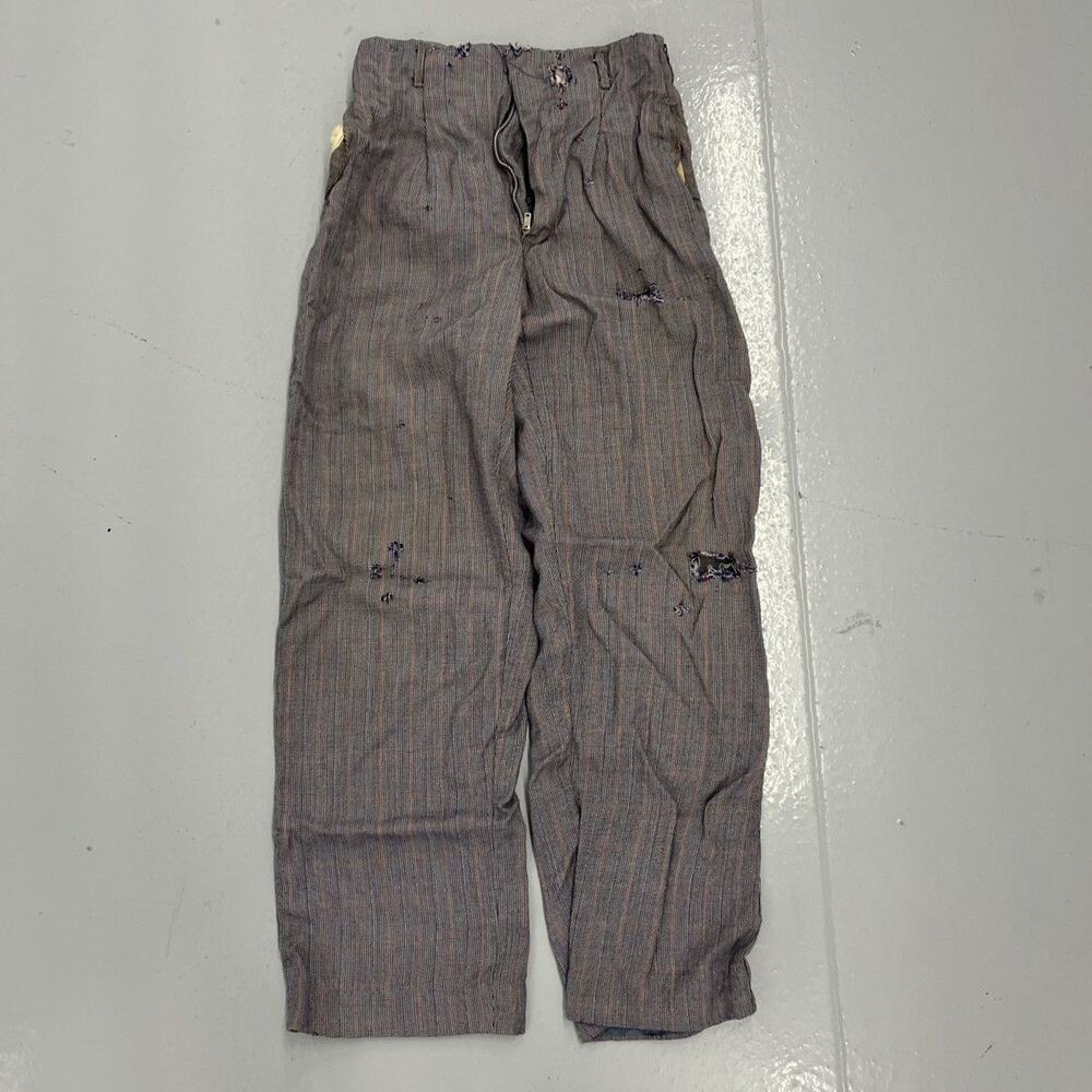 Vintage 50s Blue Houndstooth Rayon Drop Loop Trousers 24x27